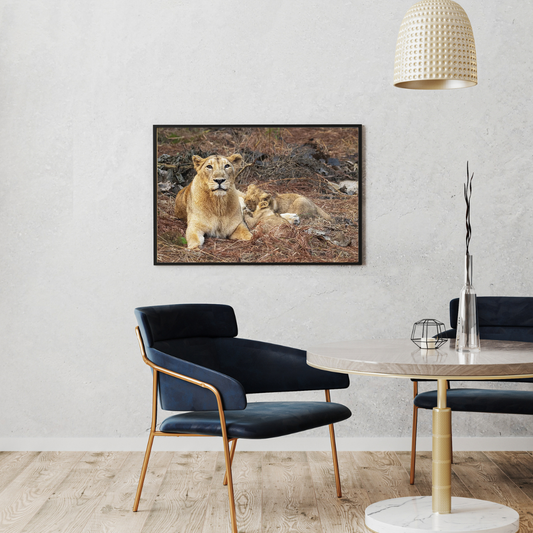 The Protectors of Gir – Lioness and Cubs Wildlife Artwork