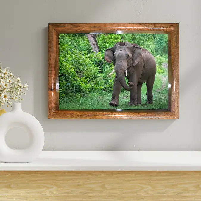 कॉर्बेट का सम्राट - लकड़ी की फोटो आर्ट हाथी