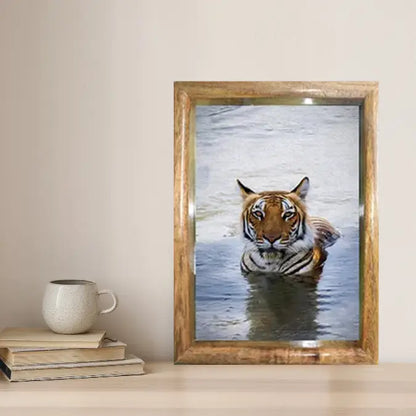पानी में रॉयल बंगाल टाइगर – प्रीमियम वन्यजीव ललित कला प्रिंट 