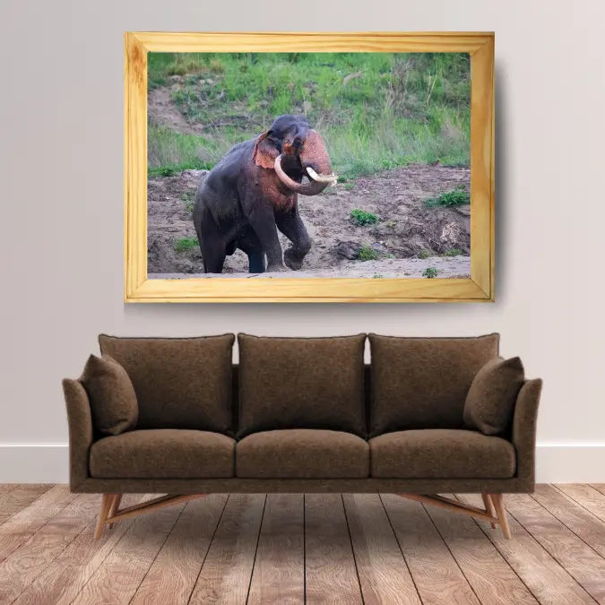 La routine quotidienne d'un éléphant - Éléphant en bois avec photo artistique - Le Gaj