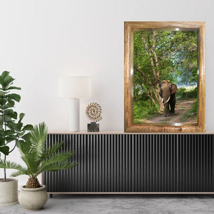 Elephant Walking in Jungle Canopy Landscape Photo Frame – Fine Art Decor