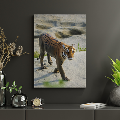 Collectible Natural Wood Tiger Artwork - Jungle Scene with Tiger Emerging from Water
