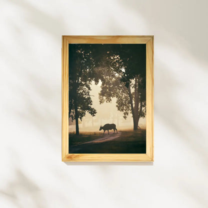 Bison Crossing in Silhouette - Wooden Wildlife Photo Art