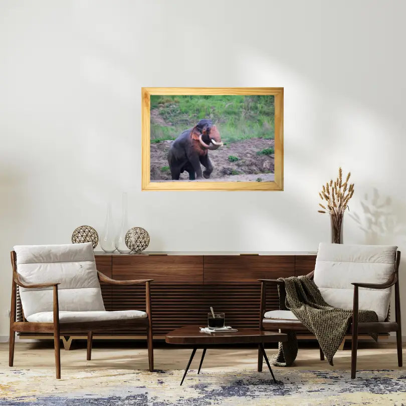 La routine quotidienne d'un éléphant - Éléphant en bois avec photo artistique - Le Gaj