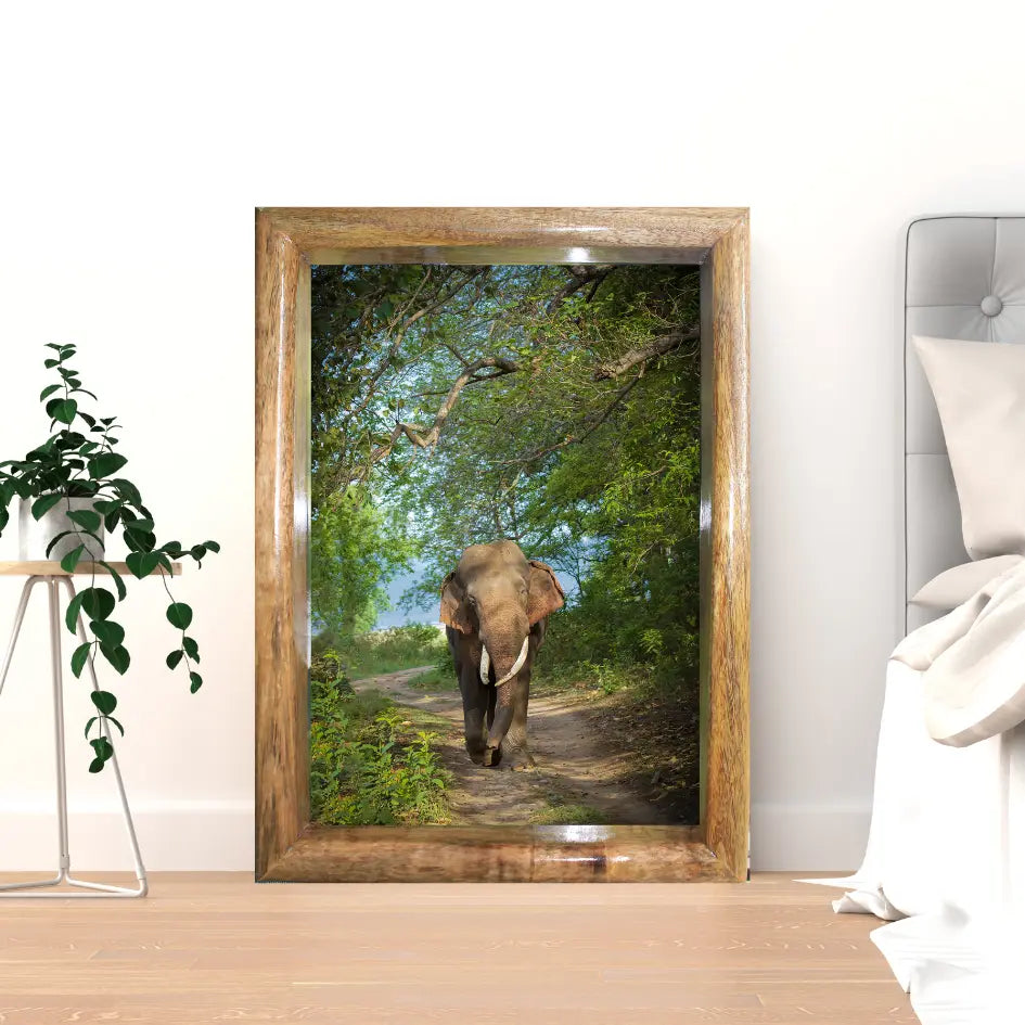Cadre photo paysage éléphant dans la canopée de la jungle – Décoration d'art