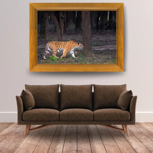 Wild Tiger on Guard – Handcrafted Wooden Photo Frame | Wildlife Fine Art Wall Decor