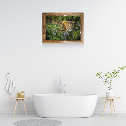 Eye to Eye with the Phantom – The Bhagira Command | wildlife photo art | Leopard wall art | size- 24"x 32"